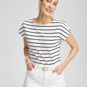 Striped Black and White Women's Top Size Medium